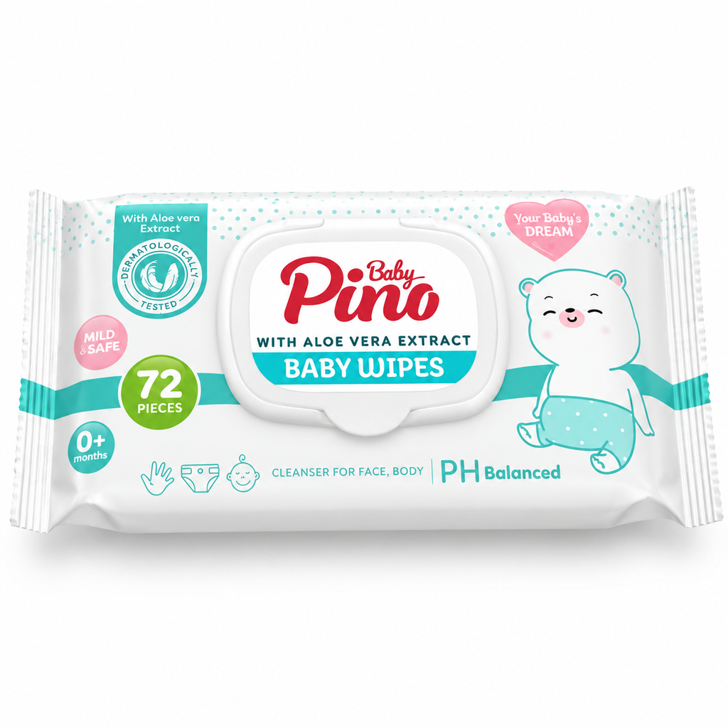 پخش عمده دستمال مرطوب پینو بیبی (Pino Baby) 72 عددی | قیمت همکاری ویژه + تامین مستقیم