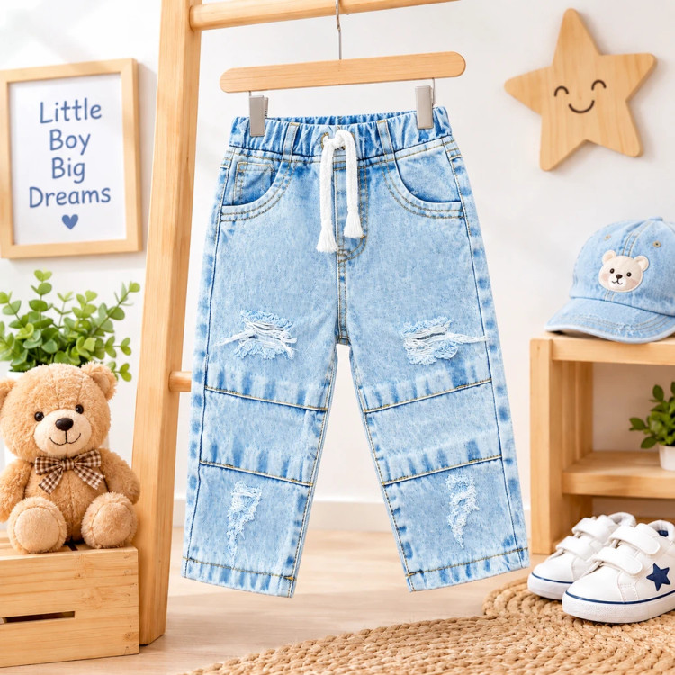 شلوار جین بچگانه زاپدار بی بی تانه (Baby Taneh) کد 5627 – کمر کش و بنددار