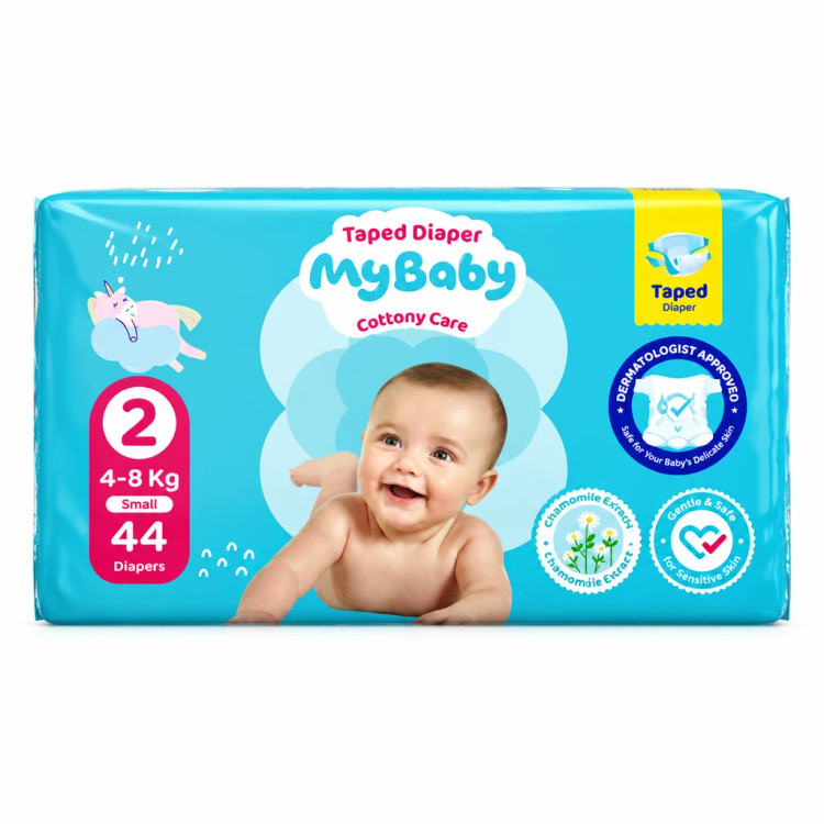 پوشک بچه مای بی بی مدل Cottony Care سایز 2 بسته 44 عددی (مناسب وزن 4 تا 8 کیلوگرم)