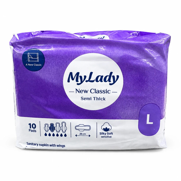 نوار بهداشتی مای لیدی (My Lady) نیوکلاسیک نیمهضخیم سایز بزرگ بسته ۱۰ عددی